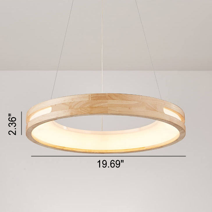 Japanese Minimalist LED Chandelier - Log Circle Island Light