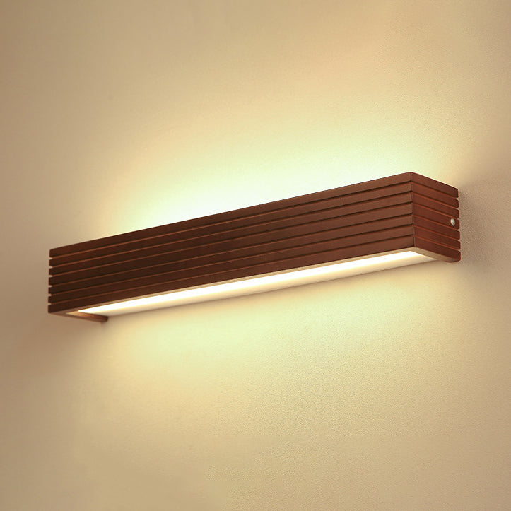 Striped Wood LED Vanity Sconce