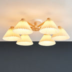 Nordic Wood Pleated Semi-Flush Mount Ceiling Light