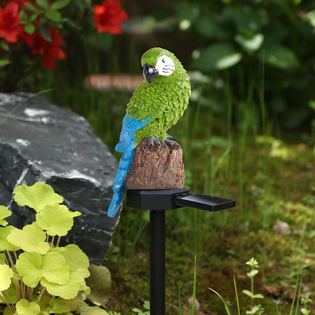 Colorful Solar-Powered Waterproof Resin Parrot LED Garden