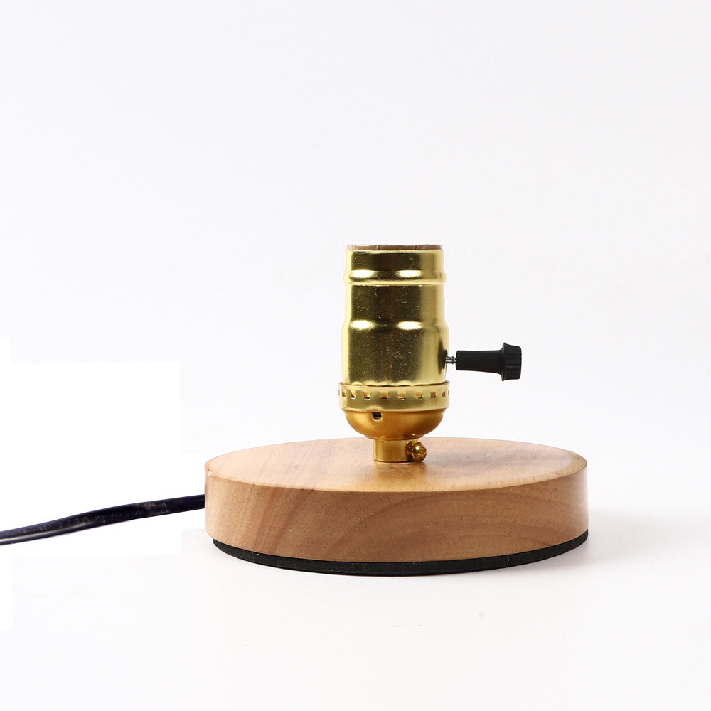 Vintage Glass Table Lamp with Solid Wood Base - 1-Light Design for Bedroom