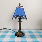 Vintage European Tiffany Square Stained Glass Table Lamp - 1 Light