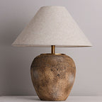 Shabby Chic Cone Fabric Ceramic Table Lamp - 1-Light Design for Bedroom