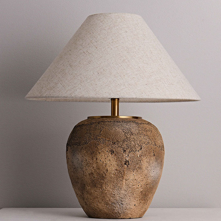 Shabby Chic Cone Fabric Ceramic Table Lamp - 1-Light Design for Bedroom