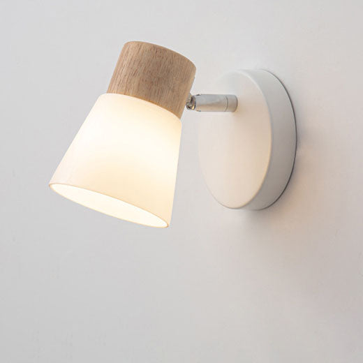 Minimalist Rubber Wood & Iron Wall Sconce