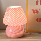 Contemporary Striped Mushroom Glass Table Lamp - 1 Light