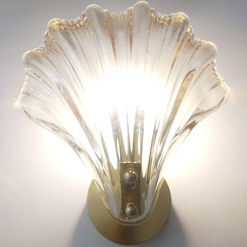 Art Deco Shell Amber Glass Sconce