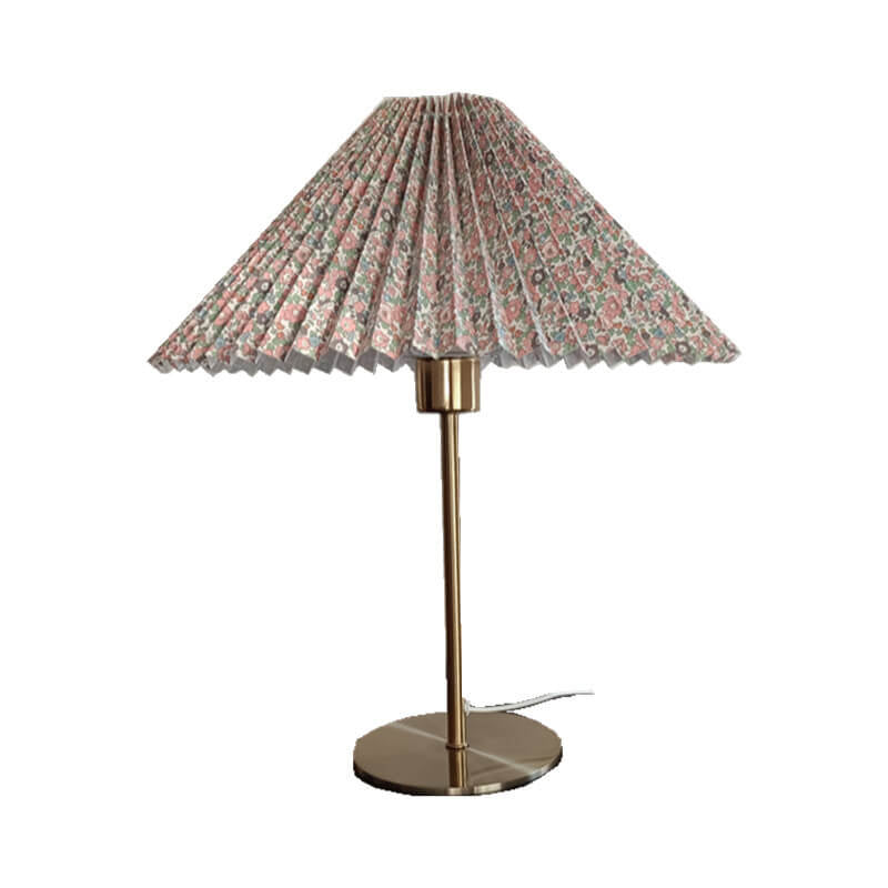 Vintage Pleated Umbrella Table Lamp - 1-Light Design