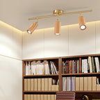 Nordic Minimalist Walnut Wood LED Linear Track Ceiling