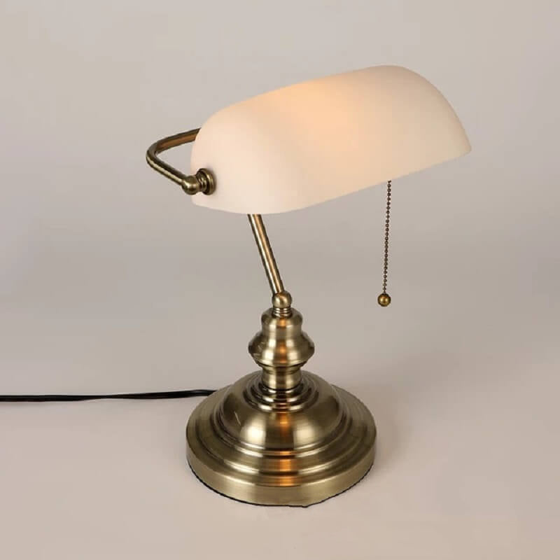 Vintage Glass Table Lamp with Metal Base - 1-Light Zipper Design