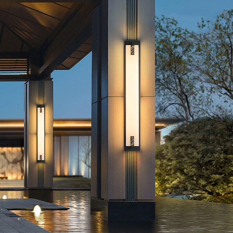 Rectangular Copper Marble LED Outdoor Wall Sconce