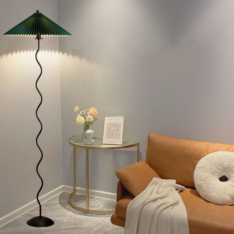 Premium Vintage Fabric Pleated Floor Lamp with 1-Light