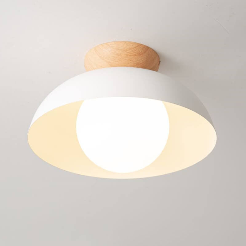 Contemporary Wrought Iron Log Bowl 1-Light Semi-Flush Mount Ceiling Light