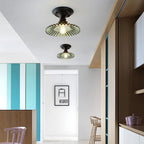 Nordic Vintage Floral Round Semi-Flush Mount Ceiling Light