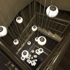 Luxury LED Chandelier with Crystal Orb Shade for Modern Staircases