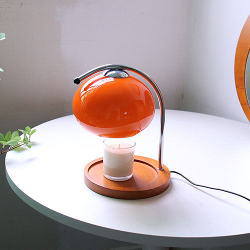 Premium Vintage Glass Dome Table Lamp with Solid Wood Base - 1-Light Melting Wax Design