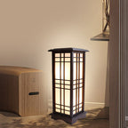 Premium Rectangular Parchment Wood Floor Lamp - 1-Light Design for Entertainment Spaces