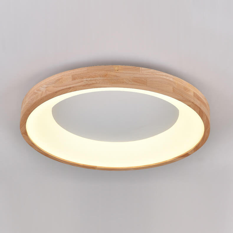 Round LED Flush Mount Ceiling Light in Nordic Minimalist Wood Design