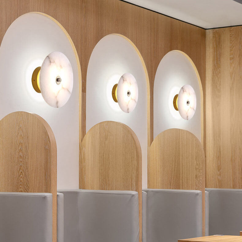 Luxury Round Marble and Iron LED Wall Sconce