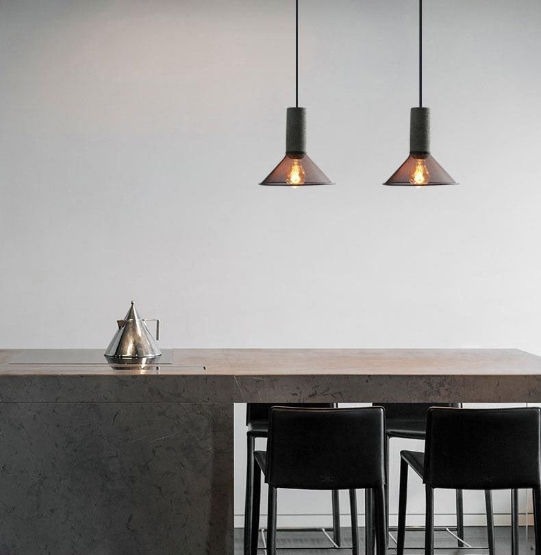 Industrial Tapered Cement Pendant Light - 1-Light Fixture for Living Room