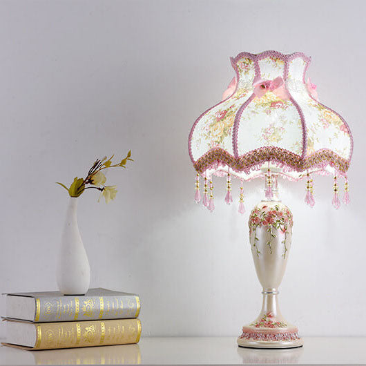 Elegant European Fabric Tassel Table Lamp - 1 Light