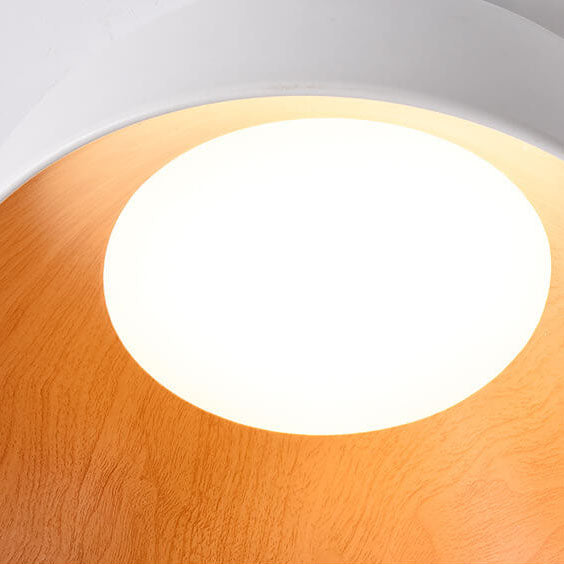 Modern Wooden Bowl LED Flush Mount Ceiling Light