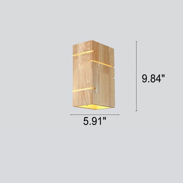 Japanese Wooden Square 2-Light Sconce