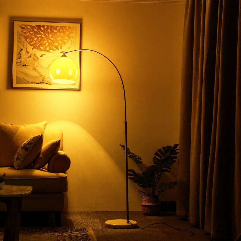Contemporary Acrylic Globe Floor Lamp with Fishing Rod Design - 1-Light