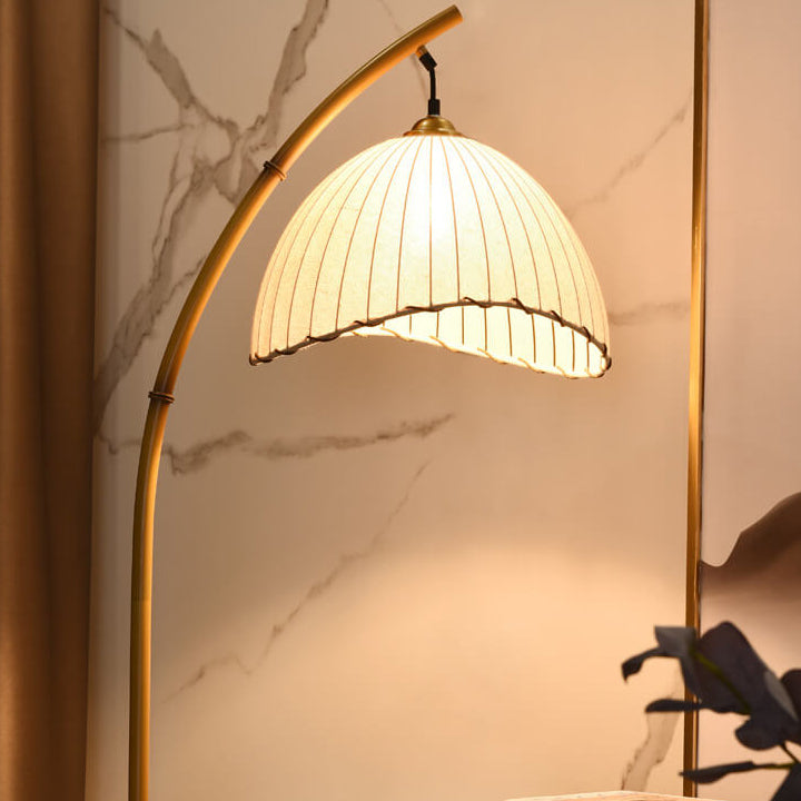 Premium Bamboo Pole Floor Lamp - Retro Zen Design, 1-Light