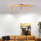 Japanese Minimalist LED Semi-Flush Mount Wooden Track Lighting - 2/3/4/5 Light Options