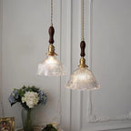 Copper & Walnut Glass Pendant Light