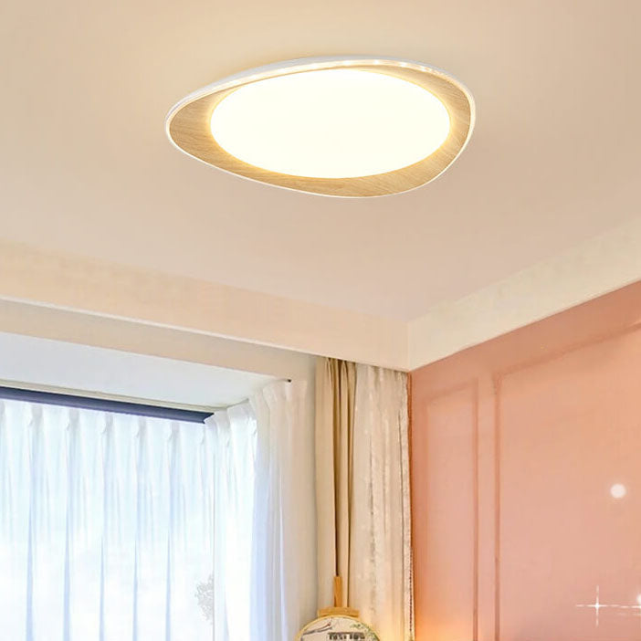 Contemporary Wood Grain Pebble LED Flush Mount Ceiling Light