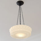 Vintage White Jade Glass Round Drum LED Ceiling Light