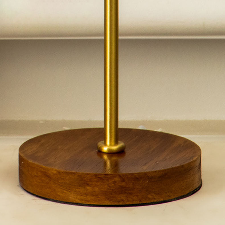 Velvet Copper Wood Drum Table Lamp - 1-Light Design for Living Room