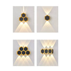 Premium Hexagonal Black and Gold LED Outdoor Wall Sconce