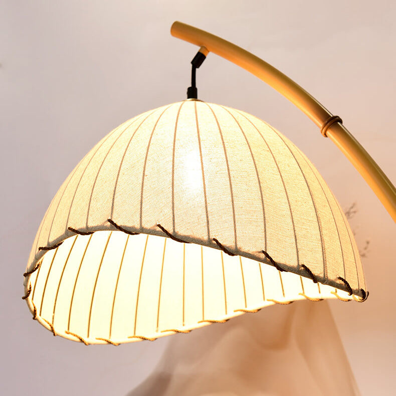Premium Bamboo Pole Floor Lamp - Retro Zen Design, 1-Light