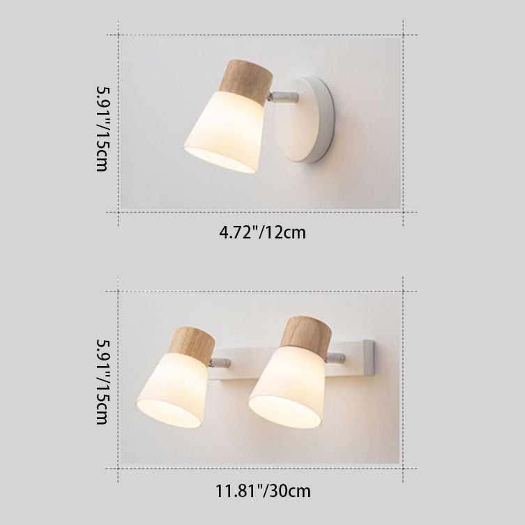 Minimalist Rubber Wood & Iron Wall Sconce