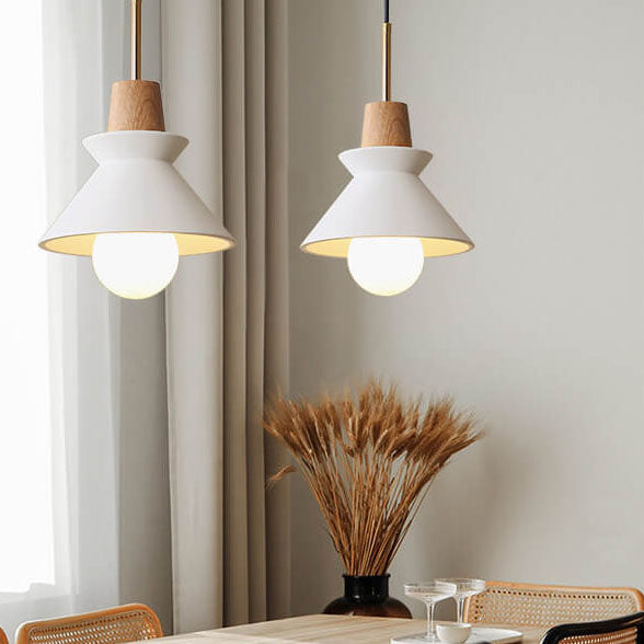 Nordic Minimalist Macaron Wood and Cement Pendant Light