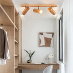 Japanese Minimalist Solid Wood Flush Mount Ceiling Light - Available in 1, 3, or 4 Lights