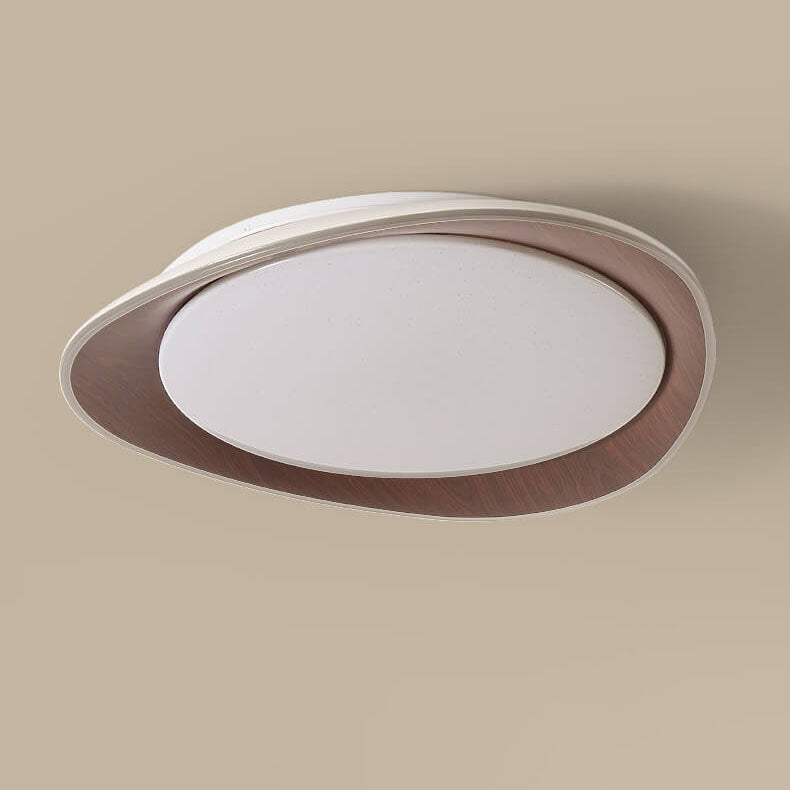 Contemporary Wood Grain Pebble LED Flush Mount Ceiling Light