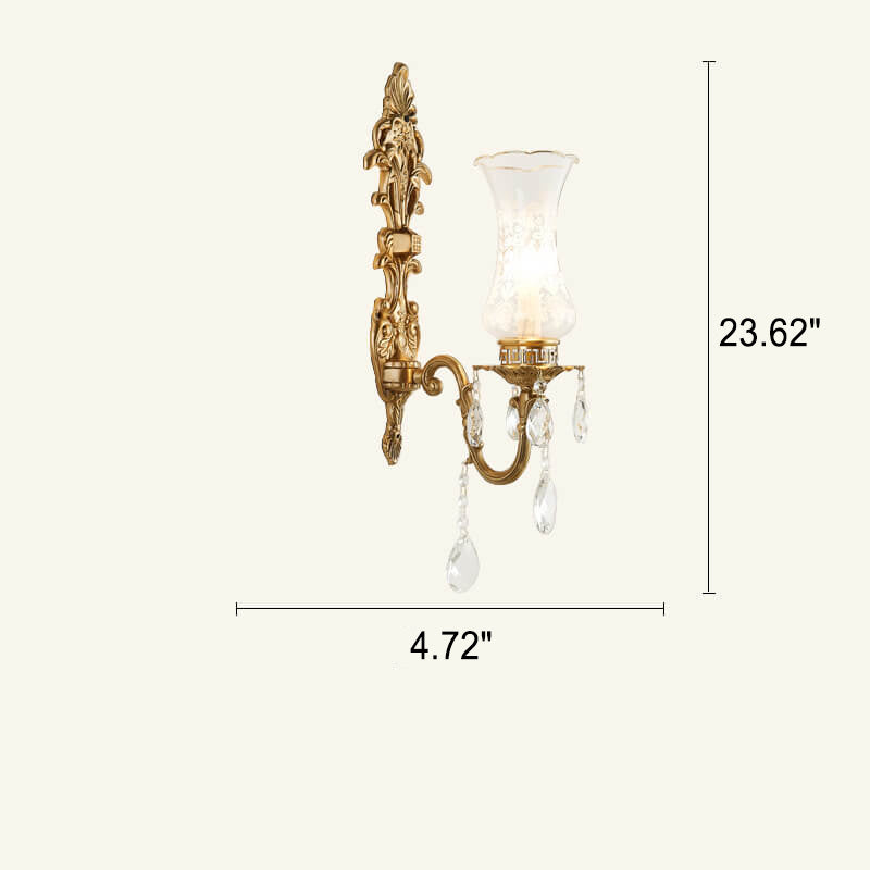 French Crystal Brass Wall Sconce
