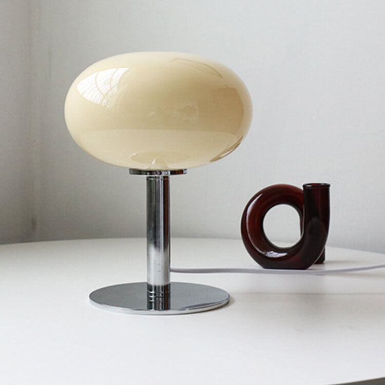 Vintage Cream Round Glass Table Lamp - Nordic Design