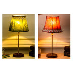 Velvet Copper Wood Drum Table Lamp - 1-Light Design for Living Room