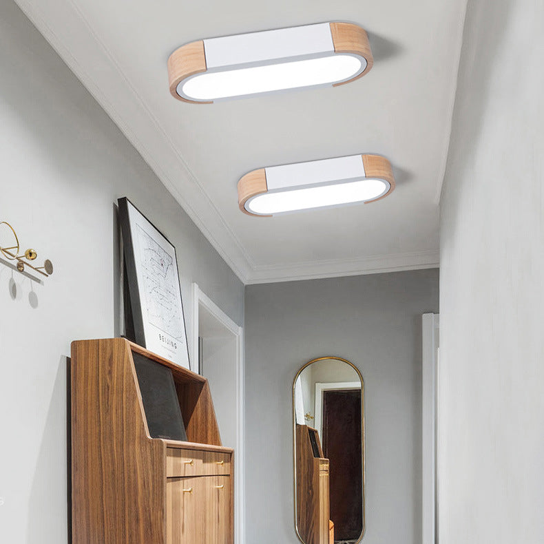 Scandinavian Long Oval Iron LED Flush Mount Ceiling Light for Bedroom