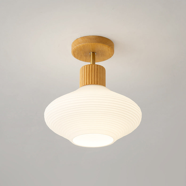 Nordic Striped Glass Oval Semi-Flush Mount Ceiling Light
