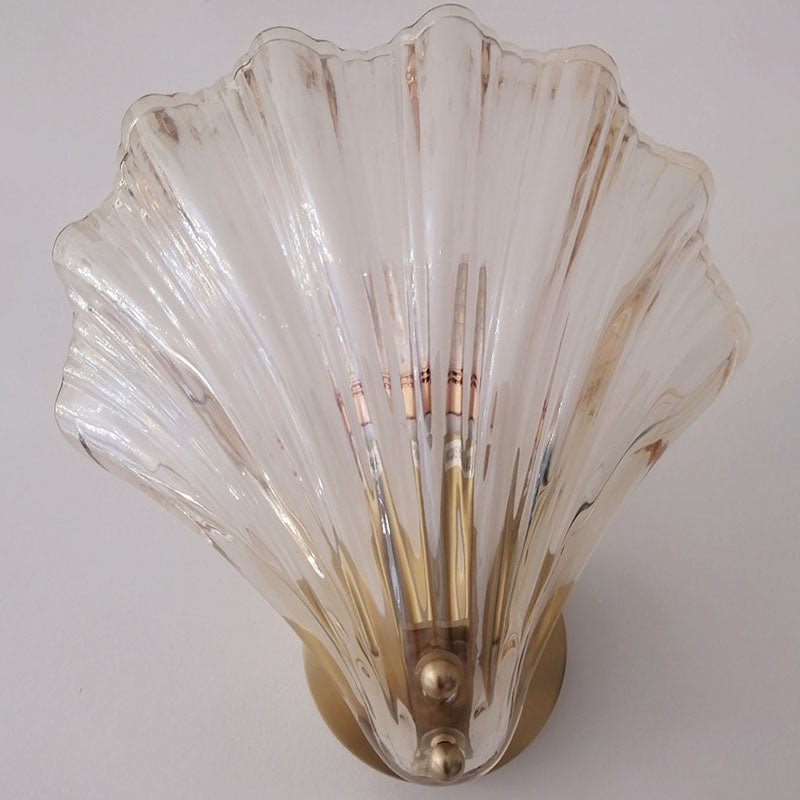 Art Deco Shell Amber Glass Sconce