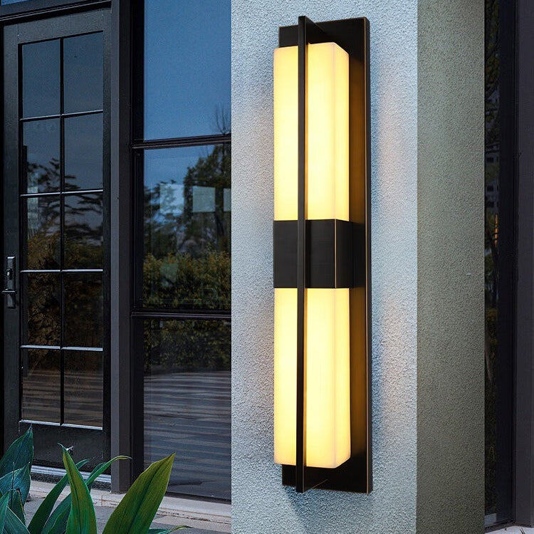 Rectangular Copper Marble LED Outdoor Wall Sconce
