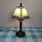 Vintage European Tiffany Square Stained Glass Table Lamp - 1 Light