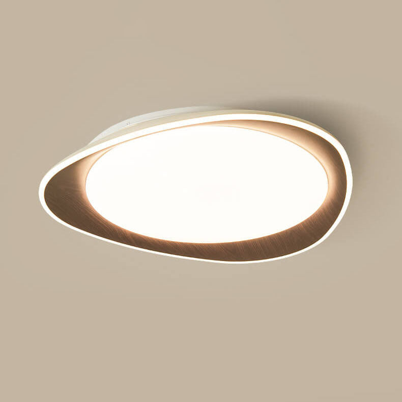Contemporary Wood Grain Pebble LED Flush Mount Ceiling Light