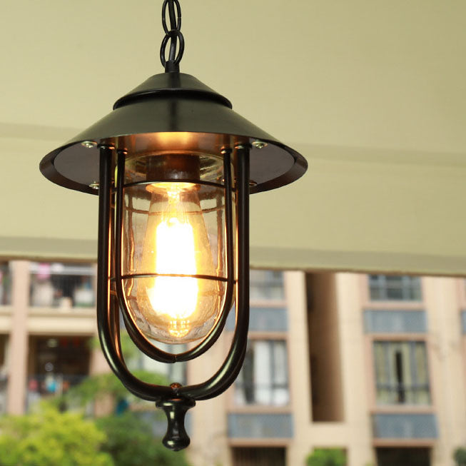 Vintage Aluminum and Glass Outdoor Pendant Light
